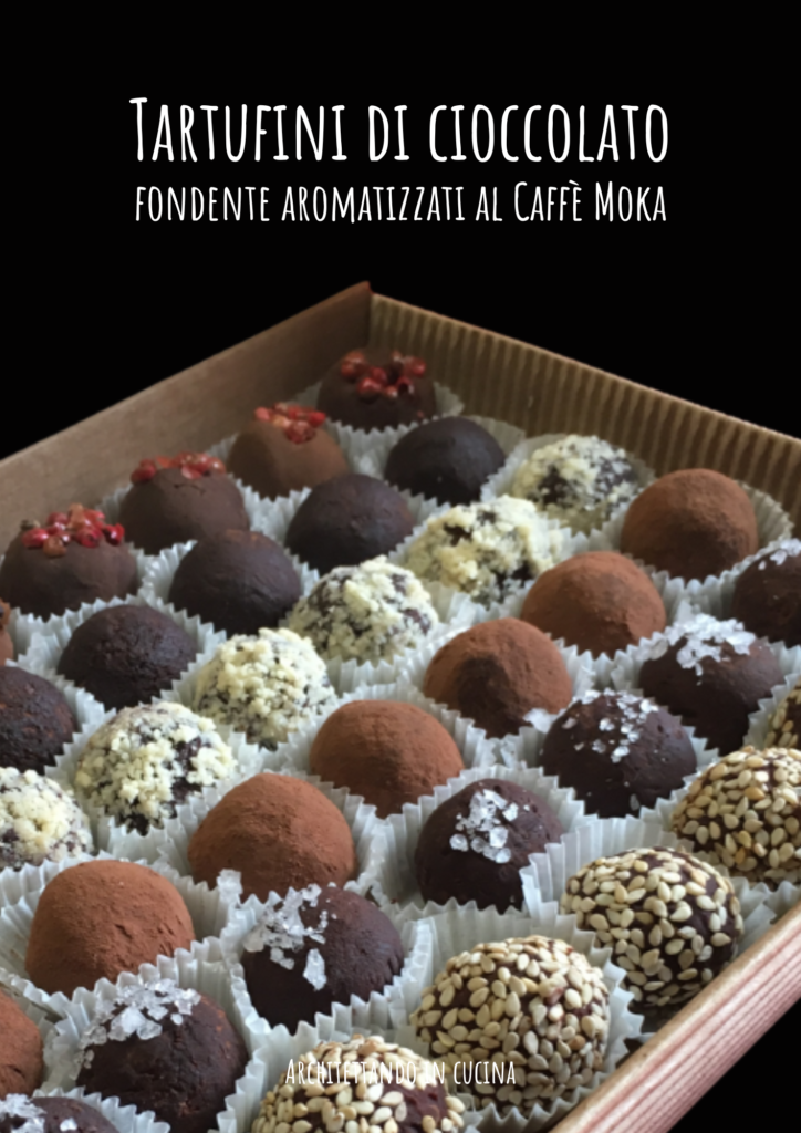 Tartufini di cioccolato fondente aromatizzati al Caffè Moka