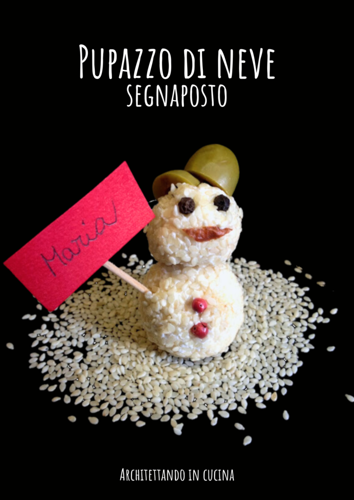 Pupazzo di neve al sesamo - Segnaposto natalizio